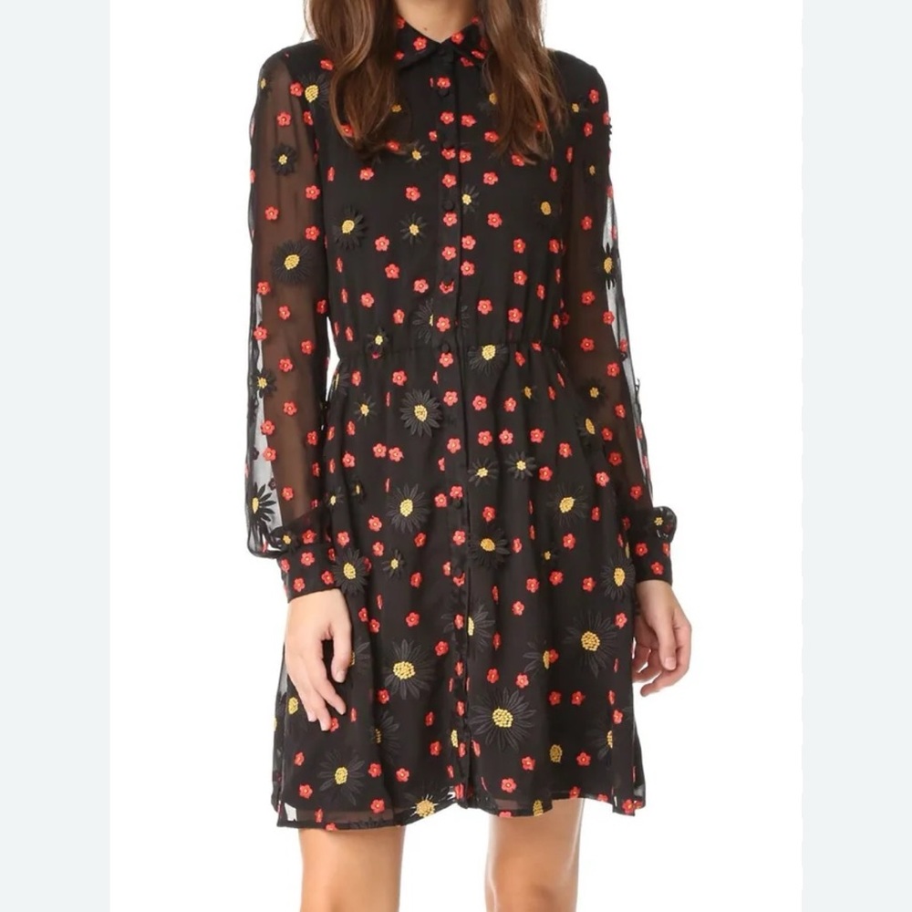 Alice+Olivia floral embellished long-sleeved dress - Picture 3 of 6